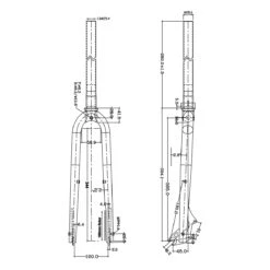 FFX-45 Disc Fixie Starre Voorvork - Zwart -Fiets Verkoop FKITFD74K dimensions