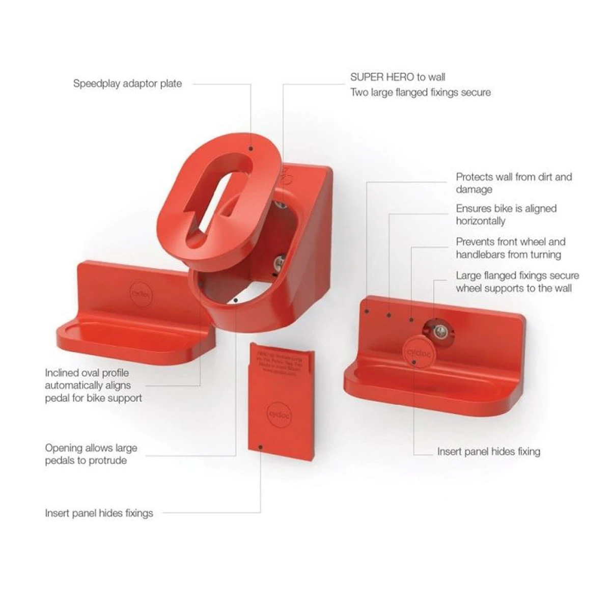 Cycloc Superheld Fietsbeugel - Rood 2 Cycloc Superheld Fietsbeugel - Rood - Afbeelding 2